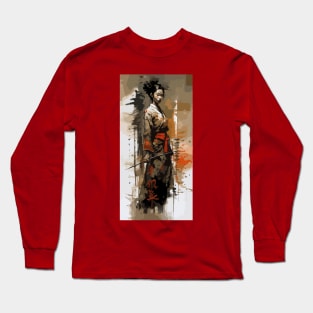 Samurai girl with katana Long Sleeve T-Shirt